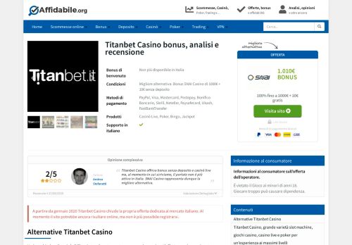 
                            11. Titanbet Casino Bonus e recensione | 20€ gratis + fino 1000€ | 2019