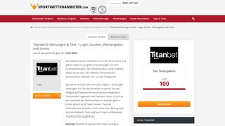 
                            9. Titanbet Erfahrungen & Test - Login, Quoten, Wettangebot und Limits