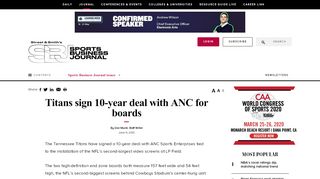 
                            8. Titans sign 10-year deal with ANC for boards - SportsBusiness Daily