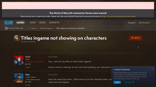 
                            2. Titles ingame not showing on characters - World of Warcraft Forums ...