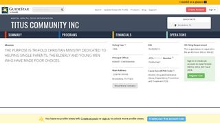 
                            13. Titus Community Inc - GuideStar Profile