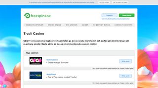 
                            5. Tivoli Casino bjuder på 10 free spins gratis för nya spelare