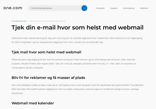 
                            3. Tjek din e-mail hvor som helst med webmail | One.com