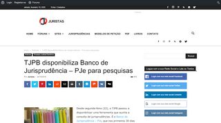 
                            9. TJPB disponibiliza Banco de Jurisprudência – PJe para pesquisas ...
