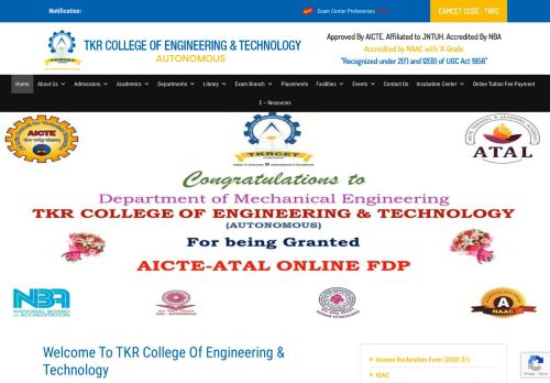 
                            1. TKRCET – TKR College of Engineering and Technology