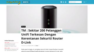 
                            11. TM : Sekitar 200 Pelanggan UniFi Terkesan Dengan ...