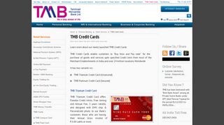 
                            4. TMB Credit Cards - Tamilnad Mercantile Bank