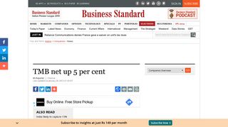 
                            9. TMB net up 5 per cent | Business Standard News