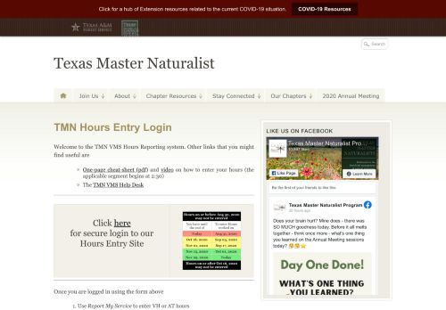 
                            1. TMN Hours Entry Login | Texas Master Naturalist