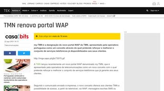 
                            10. TMN renova portal WAP - Telecomunicações - SAPO Tek