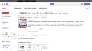 
                            8. TMS 2015 144th Annual Meeting and Exhibition: Supplemental Proceedings