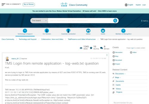 
                            13. TMS Login from remote application - log... - Cisco Community