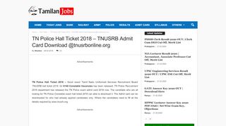 
                            12. TN Police Hall Ticket 2018 - TNUSRB Admit Card Download ...