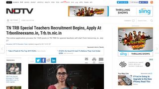 
                            8. TN TRB Special Teachers Recruitment Begins, Apply At ... - NDTV.com