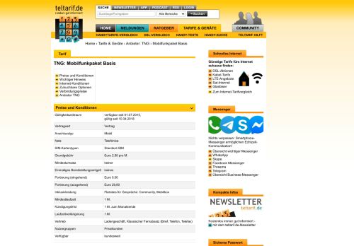 
                            9. TNG Mobilfunkpaket Basis - Alle Tarifdetails auf teltarif.de!