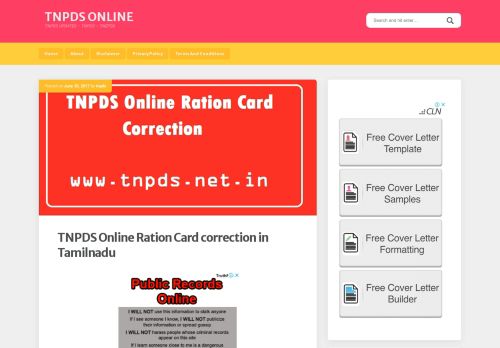 
                            10. TNPDS Online Ration Card correction in Tamilnadu | TNPDS ONLINE
