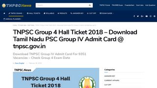 
                            8. TNPSC Group 4 Hall Ticket 2018 | Tamil Nadu PSC Group IV Admit Card
