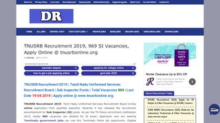 
                            13. TNUSRB Recruitment 2019, Apply for Junior Reporter Job Vacancy ...