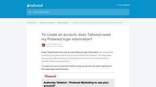 
                            12. To create an account, does Tailwind need my Pinterest login ...