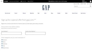 
                            1. to sign up to receive emails from Gap