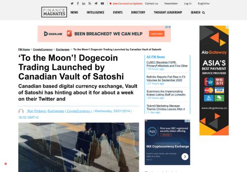 
                            10. 'To the Moon'! Dogecoin Trading Launched by Canadian Vault of ...