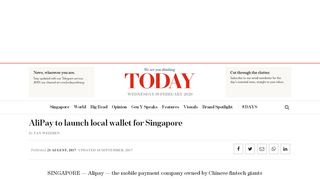 
                            6. TODAYonline | AliPay to launch local wallet for Singapore