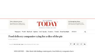 
                            13. TODAYonline | Food delivery companies vying for a slice of the pie