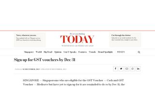
                            9. TODAYonline | Sign up for GST vouchers by Dec 31
