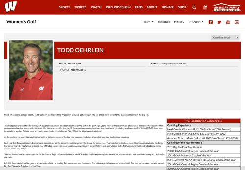 
                            12. Todd Oehrlein | Women's Golf Coach | Wisconsin Athletics