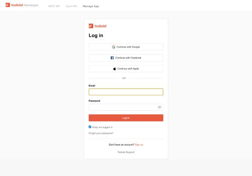 
                            5. Todoist App Management Console - Todoist API