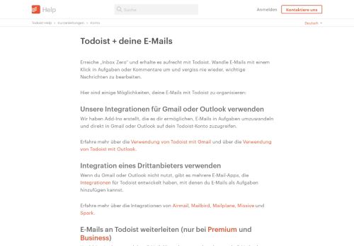
                            8. Todoist + deine E-Mail – Todoist Help