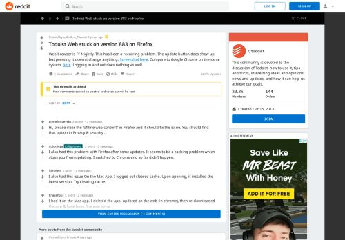 
                            8. Todoist Web stuck on version 883 on Firefox : todoist - Reddit