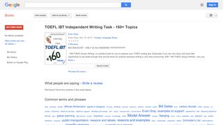 
                            13. TOEFL iBT Independent Writing Task - 160+ Topics