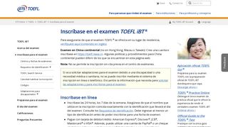 
                            4. TOEFL iBT: Inscripción - ETS