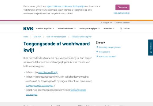 
                            13. Toegangscode of wachtwoord kwijt - KvK