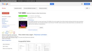 
                            5. ToF-SIMS: Materials Analysis by Mass Spectrometry - Google Books-Ergebnisseite