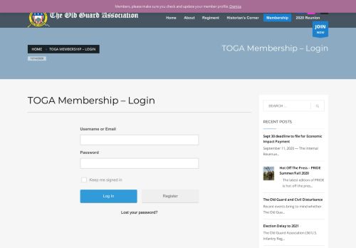 
                            5. TOGA Membership – Login – The Old Guard Association