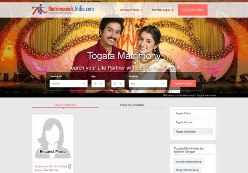 
                            10. Togata Matrimony - Hindu Togata Matrimonial for Shaadi and Marriage