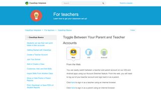 
                            12. Toggle Between Your Parent and Teacher Accounts – ClassDojo ...