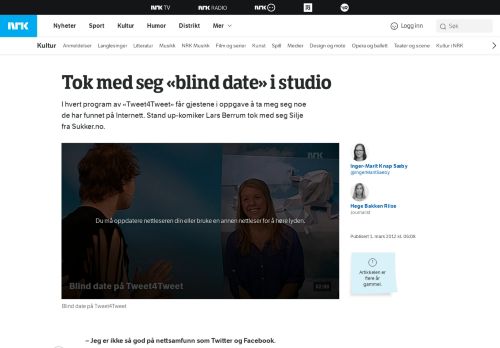 
                            7. Tok med seg «blind date» i studio – NRK Kultur og underholdning