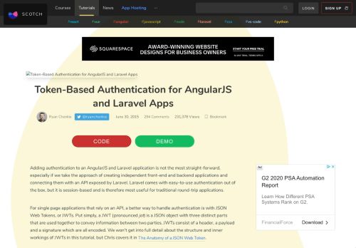 
                            1. Token-Based Authentication for AngularJS and Laravel ...