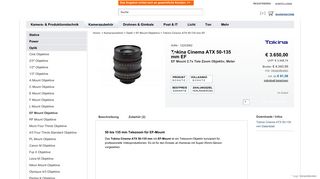 
                            10. Tokina Cinema ATX 50-135 mm EF | Teltec Bestpreisgarantie