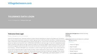 
                            8. Tolerance Data Login – villagebetween.com