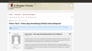 
                            3. Tolino Tab 8 - Tolino App Anmeldung (Thalia) nicht erfolgreich ...