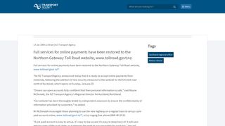 
                            6. Toll Road website ready for online payments | NZ Transport Agency