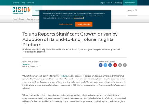 
                            12. Toluna Reports Significant Growth driven by Adoption of its End-to ...