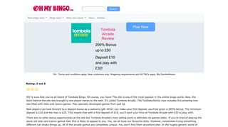 
                            6. Tombola Arcade | Deposit £10 and play with £30 | OhMyBingo