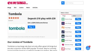 
                            3. Tombola Bingo | Get up to £50 Free | OhMyBingo