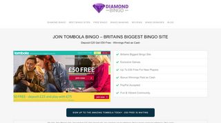 
                            11. Tombola Bingo Login for £50 Free & Exclusive Games - Diamond Bingo