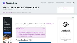
                            5. Tomcat DataSource JNDI Example in Java - JournalDev